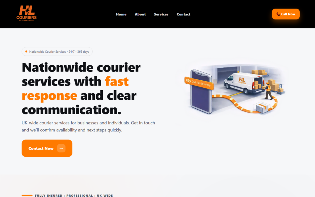 HL Couriers — website by Your Website Doctor