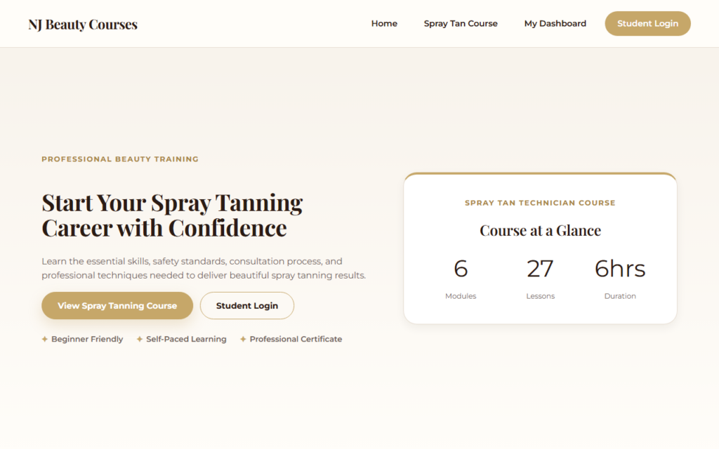NJ Beauty Courses — website by Your Website Doctor